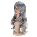 Women Wig Full Wavy Hair Extensions Heat Resistant Synthetic Grey