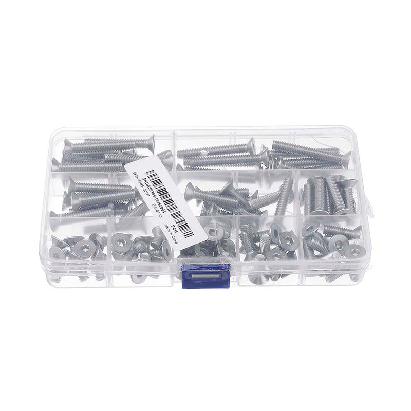 Suleve M6SH1 100Pcs M6 304 Stainless Steel Hex Socket Flat Head Screw Bolts Assortment Set