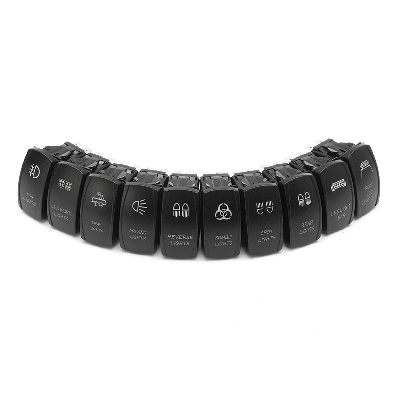 Car Boat Marine Waterproof Dual Red 5 Pins LED Light RV Laser Rocker On-Off Driving Switch