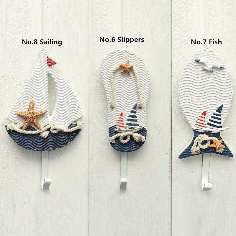Mediterranean Style Pothook Nautical Hat Clothes Home Wall Hooks Hangers Hanging Decoration