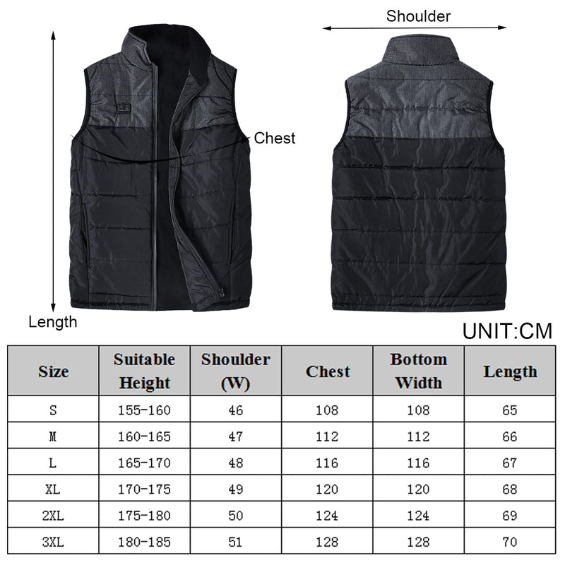 Dual Control Electric Vest Heated Outdoor Jacket USB Warm Up Heating Pad Winter Body Warmer