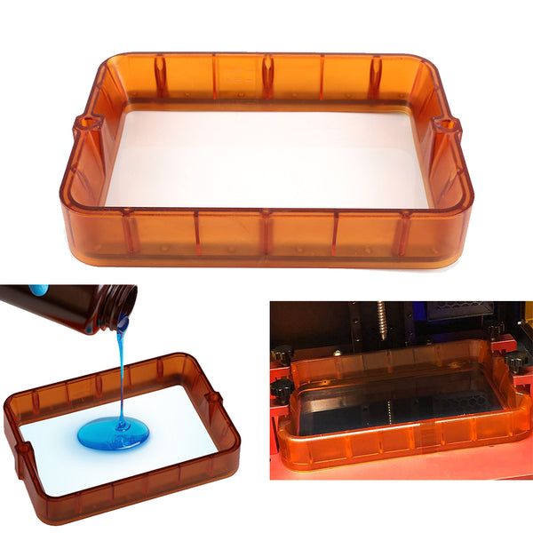 147.5 * 96mm Transparent Orange DLP Plastic Slot Material Rack Resin Vat With 5pcs FEP Film For DLP SLA 3D Printer Compatible 5.5 inch