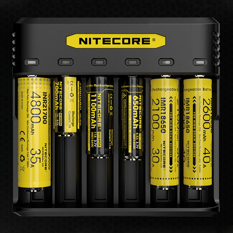 Nitecore Q6 SIX SLOT 2A Universal Li-ion/IMR Battery Charger For 18650 16340 RCR123A 14500 18350