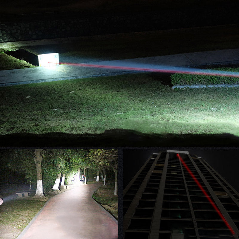 SKYFIRE SF-246 T6 Rotating Zoomable 18650 Battery Flashlight Red Laser USB Charging Work Lamp Night Warning Lantern