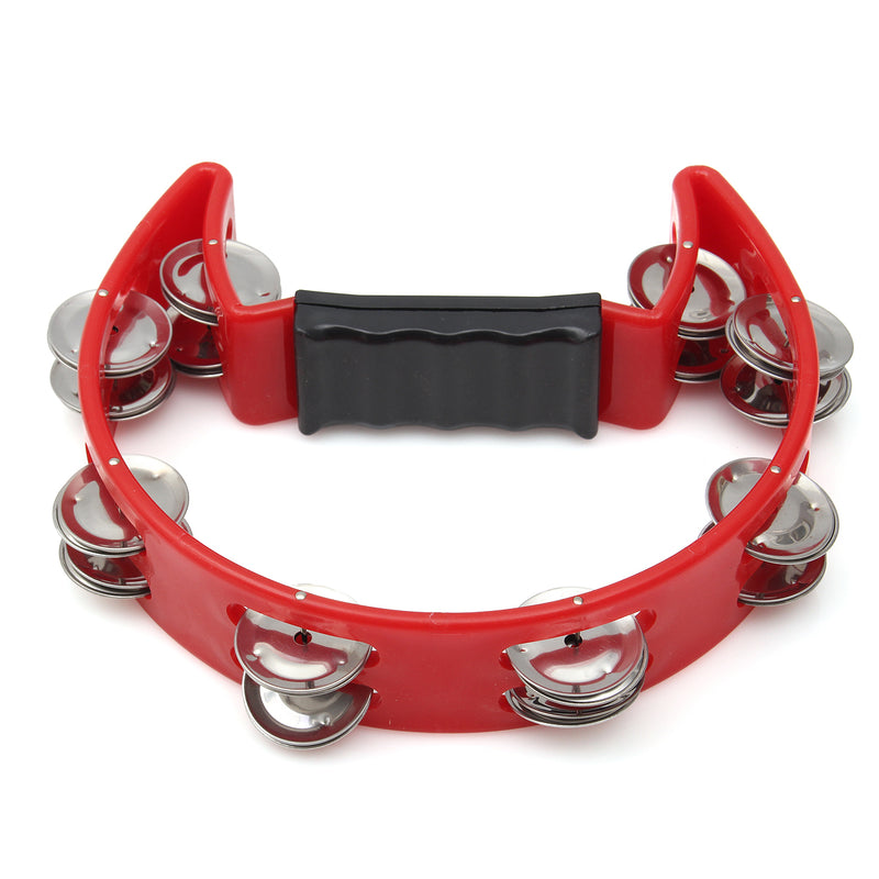 Musical Tambourine Hand Held with Double Row Metal Jingle Handle Percussion Instruments Orff Musical Instruments for Children