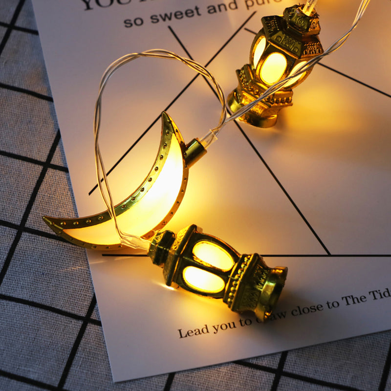 10PCS Battery Supply Moon Palace Shape Eid Ramadan Islamic LED String Light Indoor Home Party Decor
