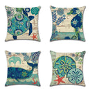 European Style Retro Linen Cotton Pillow Cover Marine Biological Pillow Case Home Furnishing Mediterranean Cushion Cover