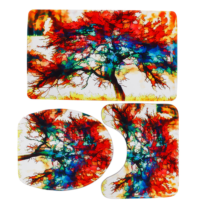 3PCS Bathroom Carpet Shower Curtain Bathroom Mats Waterproof Bath Decoration