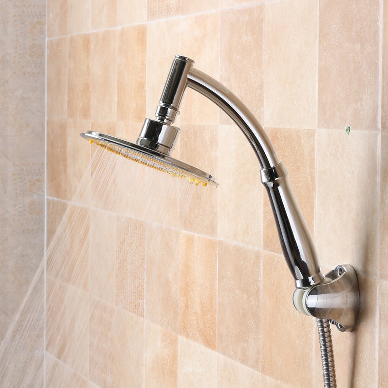 6 Inch Round Rainfall Shower Head Set Bathroom Sprayer Adjustable Extension Arm