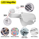 30x 60x 2 LED Lights Double Lens Magnification Handheld Reading Magnifier