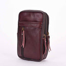Outdoor Fashion Vertical Leather Men Waist Pack Portable Zip Coin Purse Phone Bag