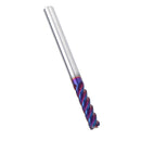 Drillpro L75mm D4/5/6/8/10mm HRC60 4 Flutes Milling Cutter Blue NACO Coated Tungsten Carbide Milling Cutter CNC Tool