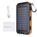 20000mAh Solar Charging Power Bank SOS Mode Portable Cell Phone Solar Charger with Dual USB Charging Ports LED Flashlight Carabiner/Compass