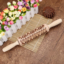 Christmas Elk Print Rolling Pin Engraved Rolling Pin Wooden Embossing Embossed Baking Tools