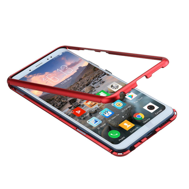 Bakeey 360 Magnetic Adsorption Flip Metal Tempered Glass Protective Case for Xiaomi Redmi Note 5 / Redmi Note 5 PRO