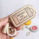 Cash Change Handbag Letter Words Leather Bag Car Cute Key Chain Ring Decoration