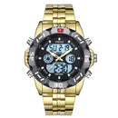 STRYVE S8011 Chronograph Alarm Calendar Stainless Steel Sport Dual Display Digital Watch