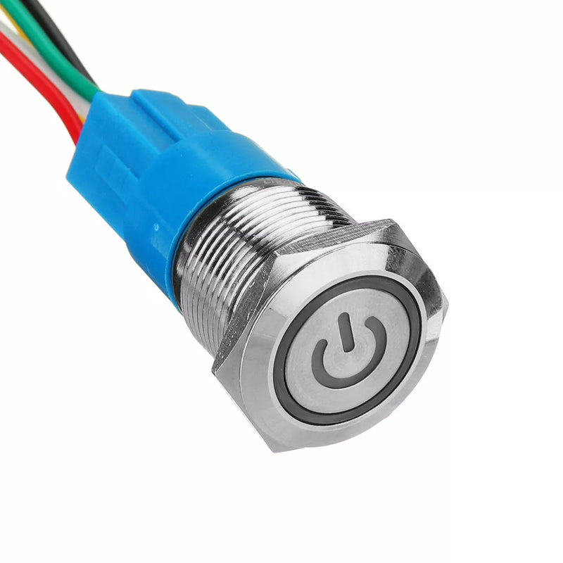 19mm 5Pin Metal Self-locking Switch 3V Red LED ON-OFF Push Button Switch With Wire Waterproof
