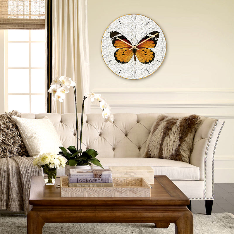 Loskii CC013 Creative Butterfly Pattern Wall Clock Mute Wall Clock Quartz Wall Clock For Home Office Decorations