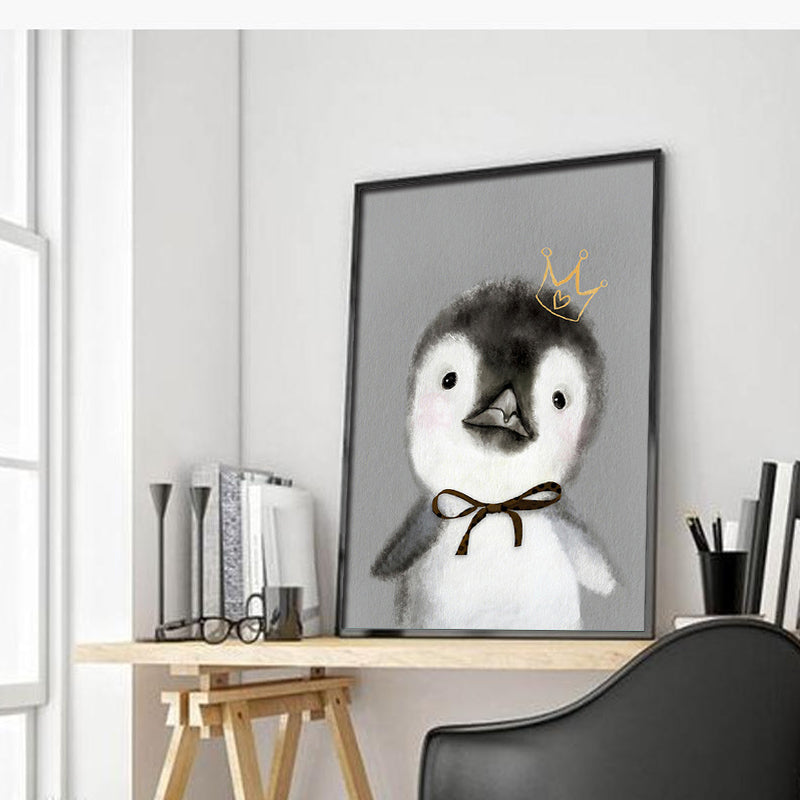 Miico Hand Painted Oil Paintings Cartoon Penguin Paintings Wall Art For Home Decoration