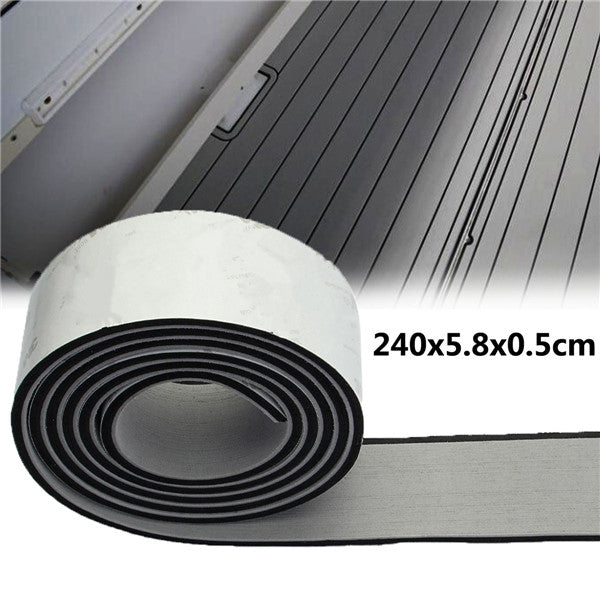 240x5.8x0.5cm EVA Flooring Faux Imitation Teak Gray&Black Decking Boat Flooring Sheet Pad