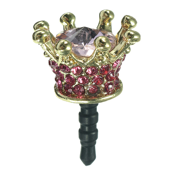 Universal 3.5mm Rhinestone Crown Dirtproof Plug Phone Decoration