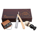 Manual Hair Shaver Set 4 Piece Wooden Straight Razor  Set Men Gift Set Wooden Hair Remover