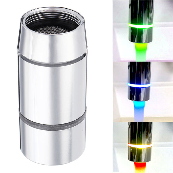 Copper RGB/Multiple Color Water Faucet Aerator LED Water Stream Color Changing Faucet Bubbler Temperature Control No Battery Required for Kitchen Bathroom