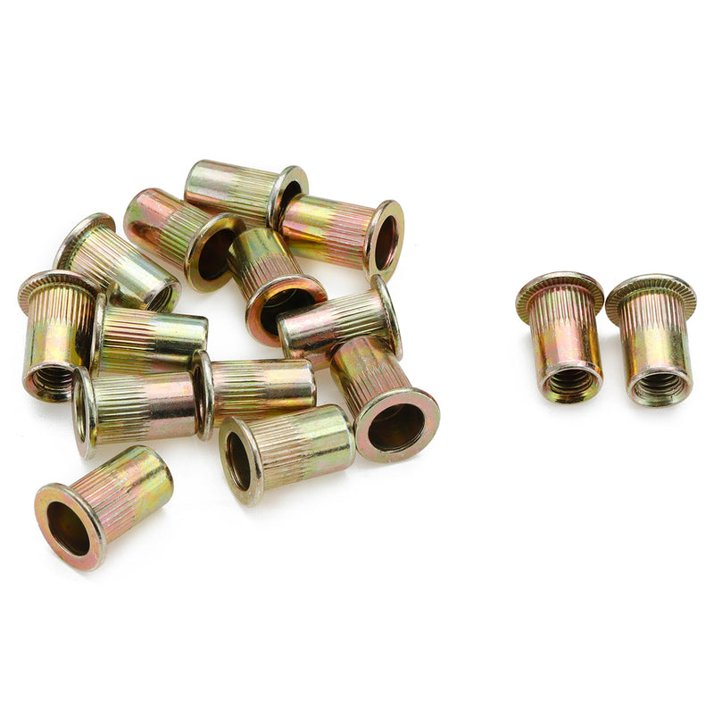 210pcs Zinc Plated Rivet Nut Mixed Metric Rivnut Threaded Flat Head Insert Rivetnut