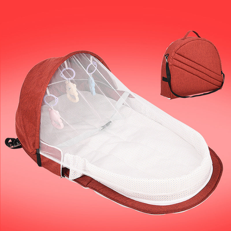 Foldable Multi-function Cotton Baby Bed Portable Crib With Net and Toys For Infant