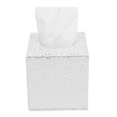Square PU Leather Tissue Box Toilet Holder Cover Paper Case Home Decor Silver