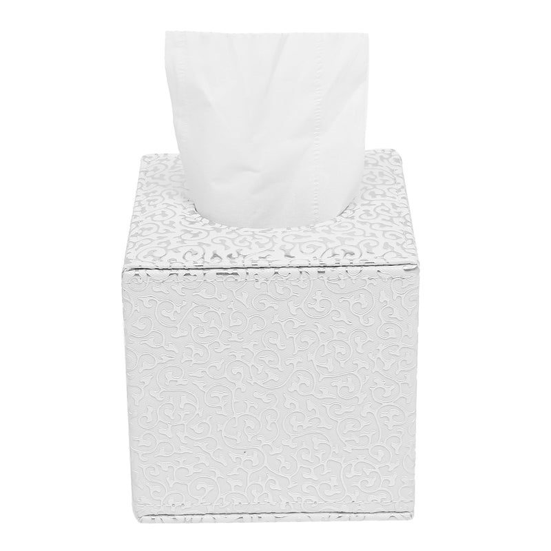 Square PU Leather Tissue Box Toilet Holder Cover Paper Case Home Decor Silver