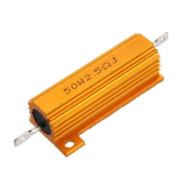 20pcs RX24 50W 2.5R 2.5RJ Metal Aluminum Case High Power Resistor Golden Metal Shell Case Heatsink Resistance Resistor