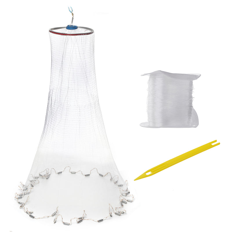 3.0M 10FT Hand Easy Throw Manual Fishing Net Spin Bait Casting Nylon Line Sinker