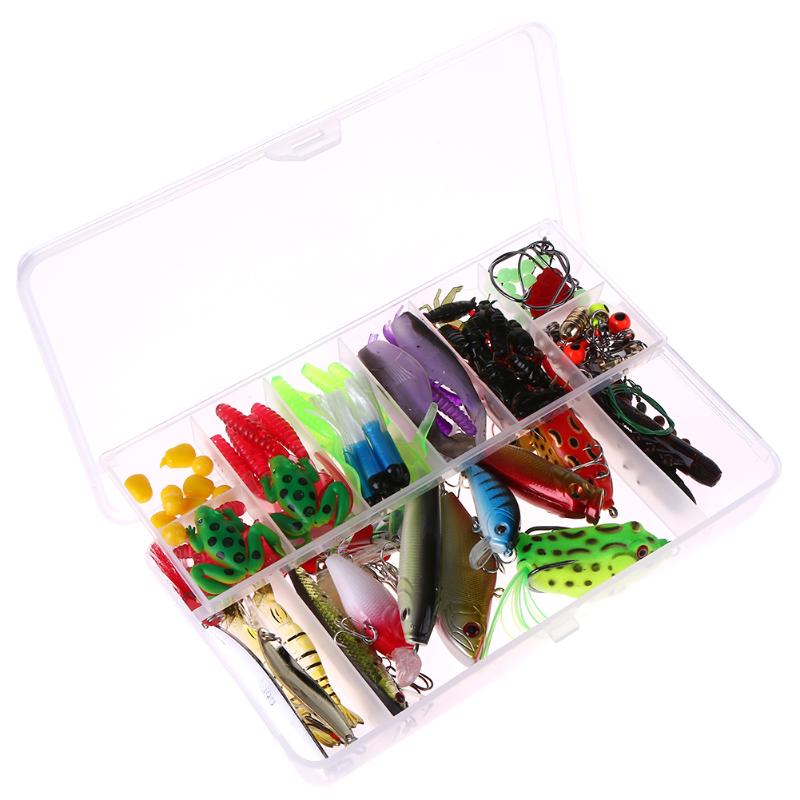 ZANLURE 141pcs/set Fishing Lure Kit Hooks Crankbait Plastic Worms Jigs Artificial Baits With Box