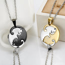 Trendy Geometric Animal Stainless Steel Necklace Cute Sweet Cat Pendant Puzzle Couple Necklace