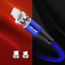 USLION 3A LED 360 Degree Rotate QC3.0 Magnetic Fast Charging Type-C Micro USB Data Cable 1M for Samsung S10+ S9 Xiaomi 9T Redmi Note8 HUAWEI P30Pro