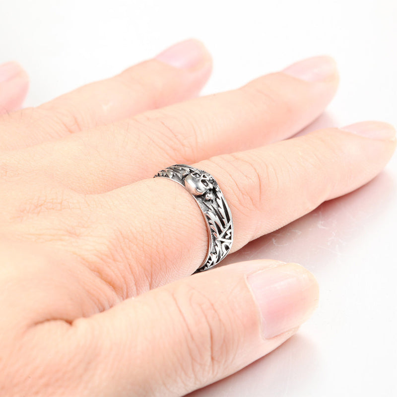 Punk Biker Skull Finger Ring Titanium Steel Men Women Couple Size 8-11 Jewelry