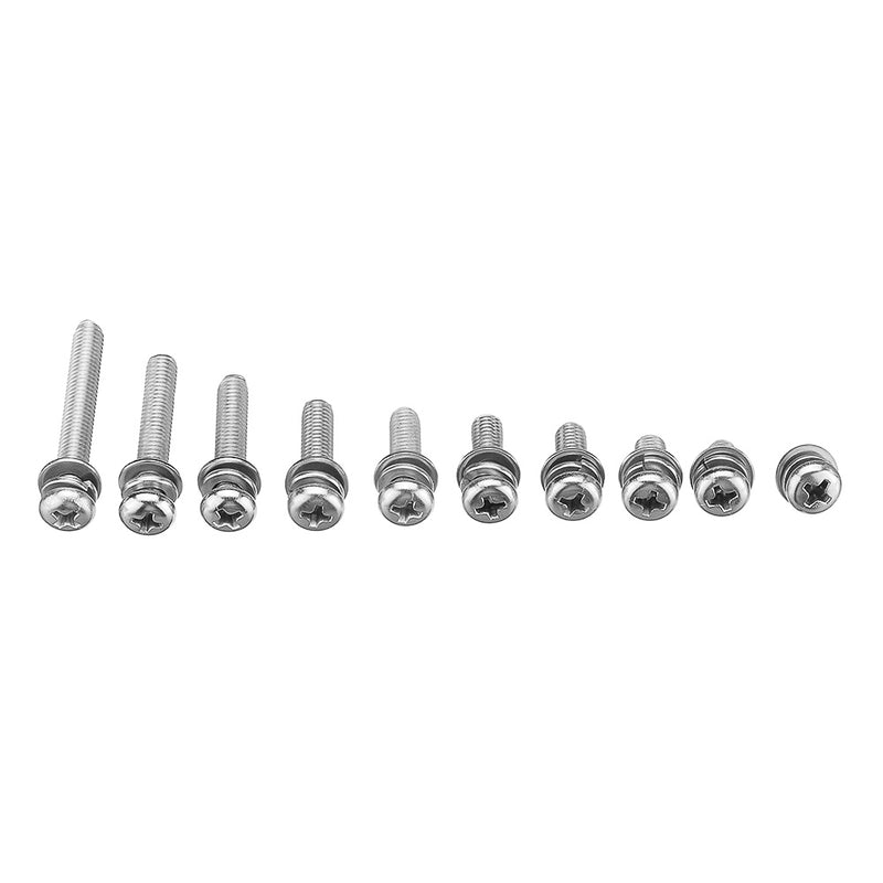 Suleve M5SP1 100Pcs M5 Stainless Steel 8-35mm Phillips Pan Head Machine Screw Washer Bolt Asortment