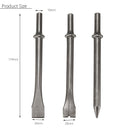3 Pcs 7'' Length Air Hammers Punch Chipping Chisel Set Round Bar Tool Accessory