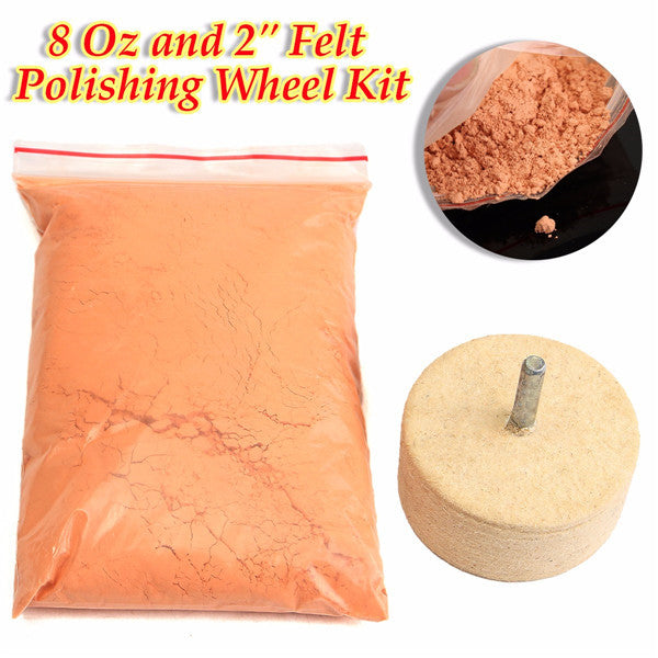 8Oz 230g Cerium Oxide Polishing Powder with 2 Inch Felt Polishing Wheel