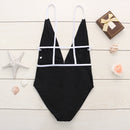 Women Sexy Black Soft Cups Backless Wireless Floral Tight High Elastic One Piece Swimwear Beach
