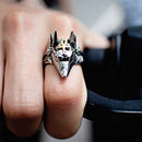 Punk Finger Ring Titanium Steel Cross Anubis Head Portrait Finger Rings Accessories Jewelry for Men