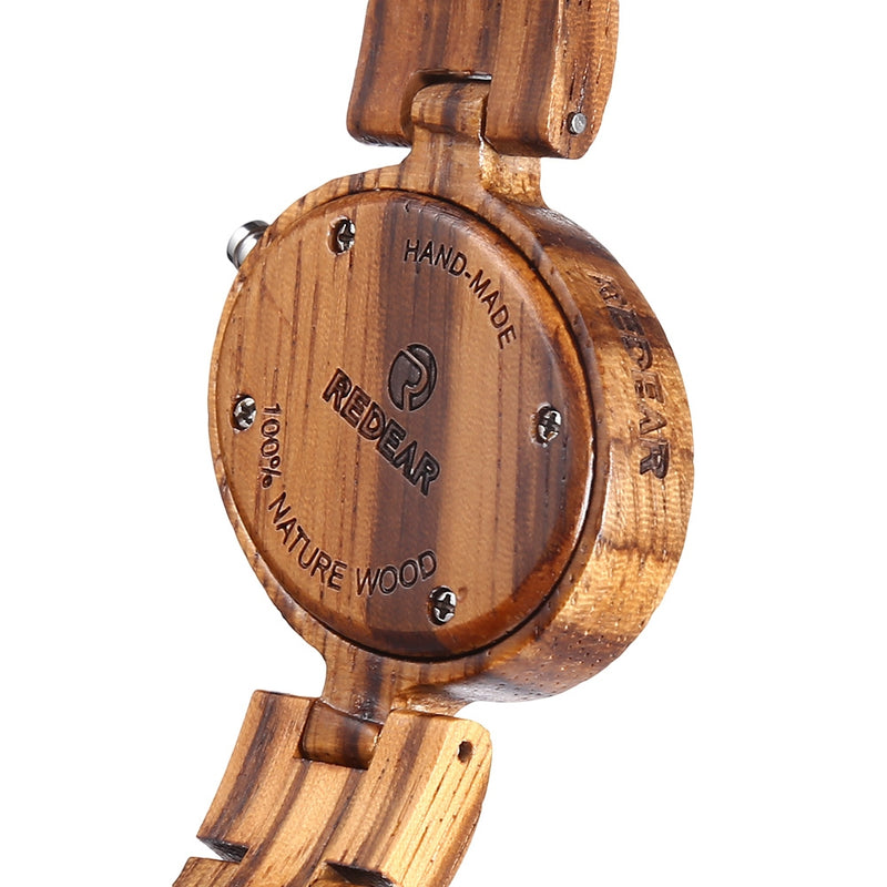 REDEAR SJ1680 Lightweight Women Watches Wood Band Quartz Wrist Watch