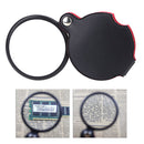 5X Glass Lens Pocket Magnifier with Leather Pouch Folding Magnifying Tool