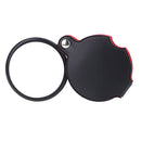 5X Glass Lens Pocket Magnifier with Leather Pouch Folding Magnifying Tool