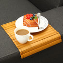 Wood Sofa Arm Rest Tray Flexible Couch Placemat Bamboo Foldable Snack Holder Table Pad