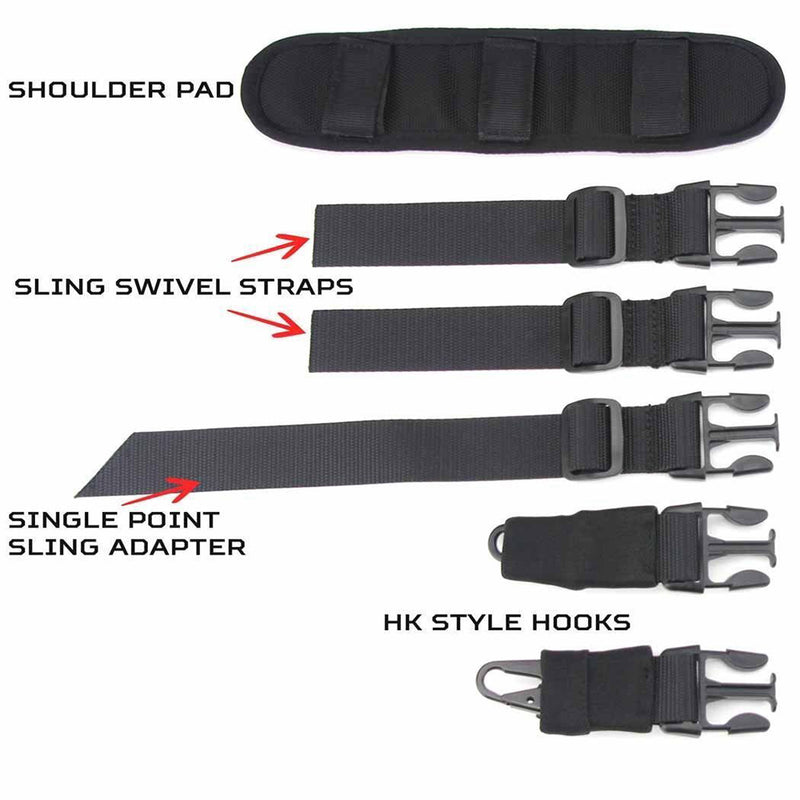 Dual-Point 2 Tactical Sling Swivels Strap Multifunction Mission Adjustable Oblique Crossing Shoulder