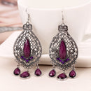 Bohemian Hollow Ear Drop Earring Elegant Leaf Rhinestone Tassels Earrings Ethnic Jeweley for Women