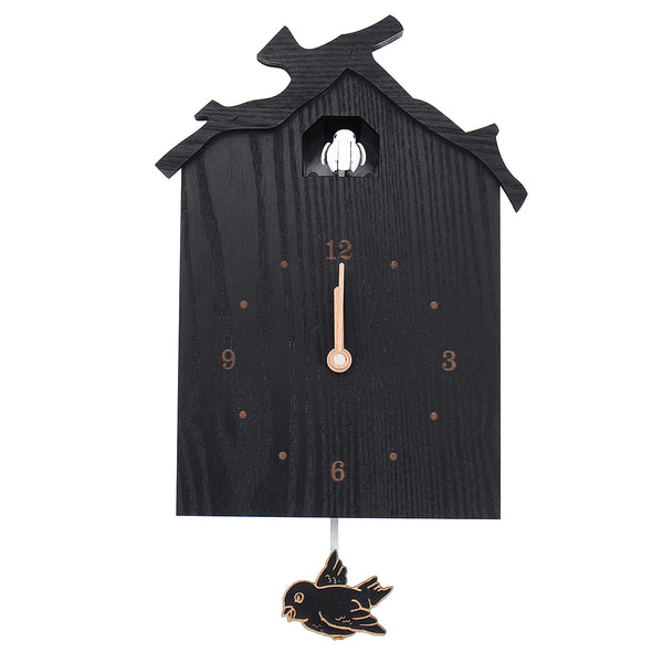 Antique Wall Cuckoo Clock Black DIY Home Christmas Holiday Gift Presents Retro Minimalist Creative Pendulum